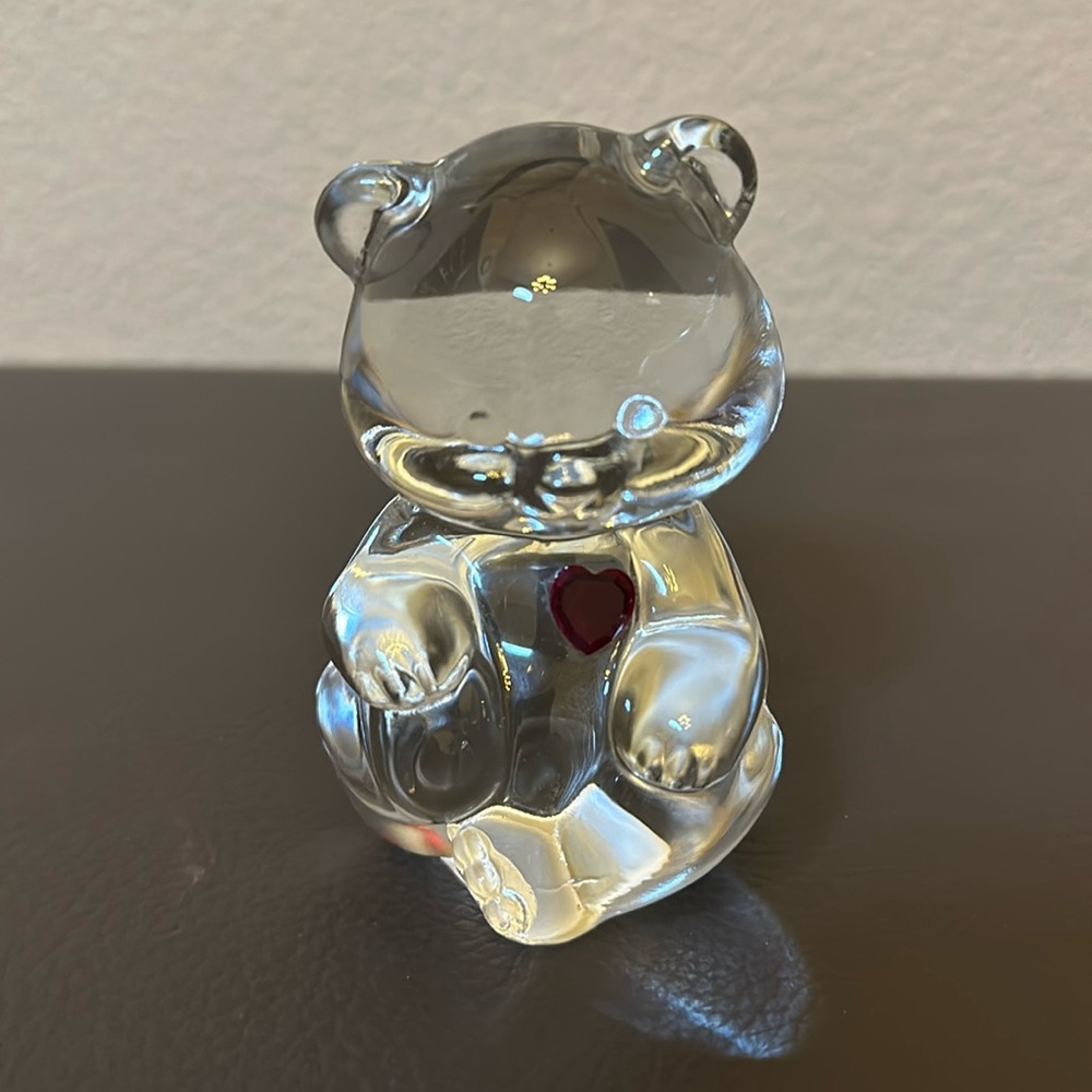 Vintage Fenton Art Glass Bear Figurine Purple Heart February Birthstone 80s